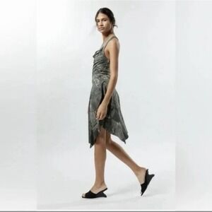 Silence + Noise Jordyn Asymmetrical Cross-Back Dress Size Small Black Motif NWT